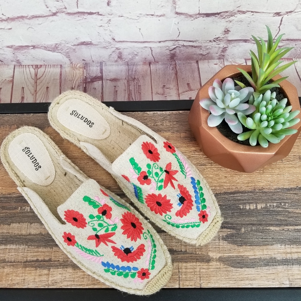 Soludos Ibiza Floral Embroidered Espadrille Mule